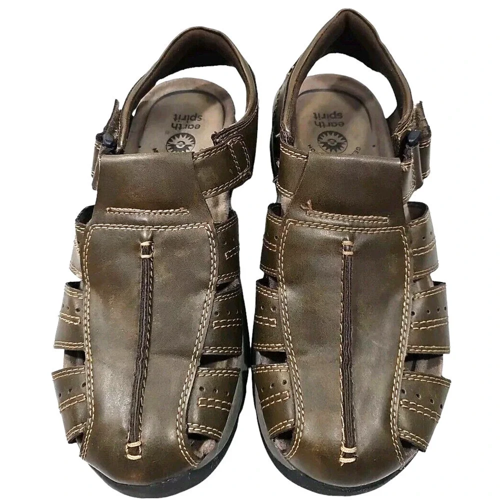 Earth Spirit Men's Sandals Jacob 2 Brown Arch Support Size 8.